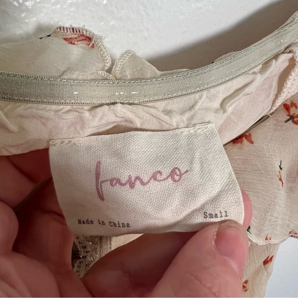 Fanco Off Shoulder Crop Top Cream Orange Floral - Picture 9 of 11